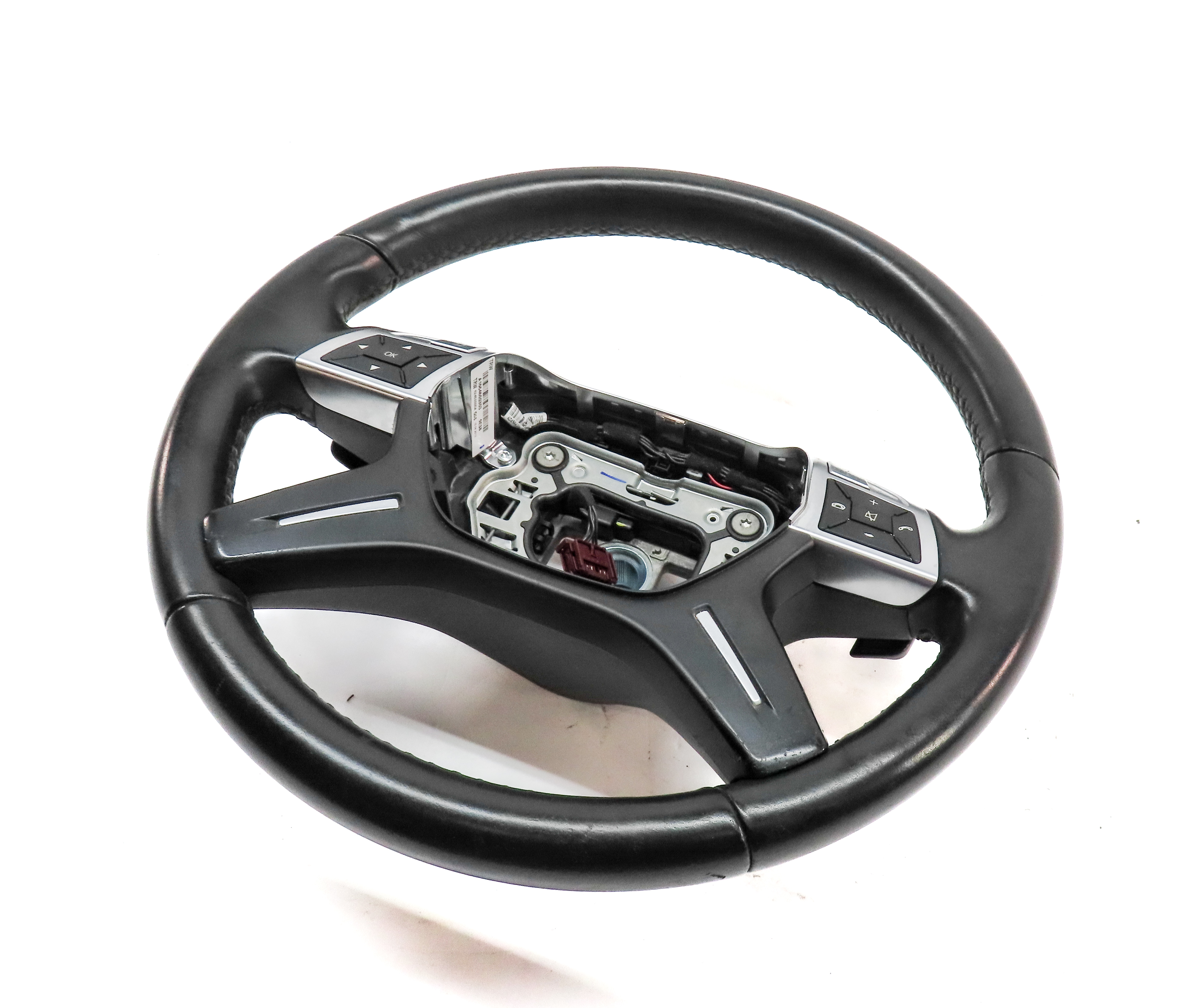 12-16 ML GL (W166 X166) 4 SPOKE BLACK LEATHER STEERING WHEEL w/ SWITCHES PADDLES — exact item pictured